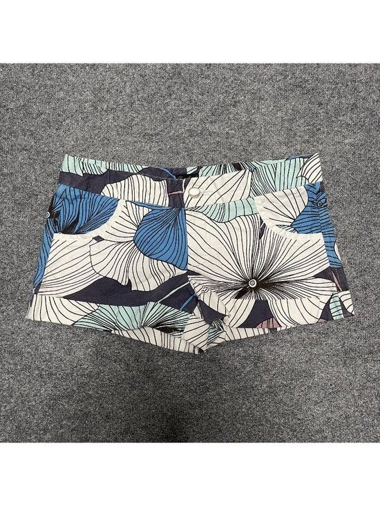 Ezekiel Pants - Ezekiel Floral Print Cotton Shorts Size 7 Blue White Mint Womens